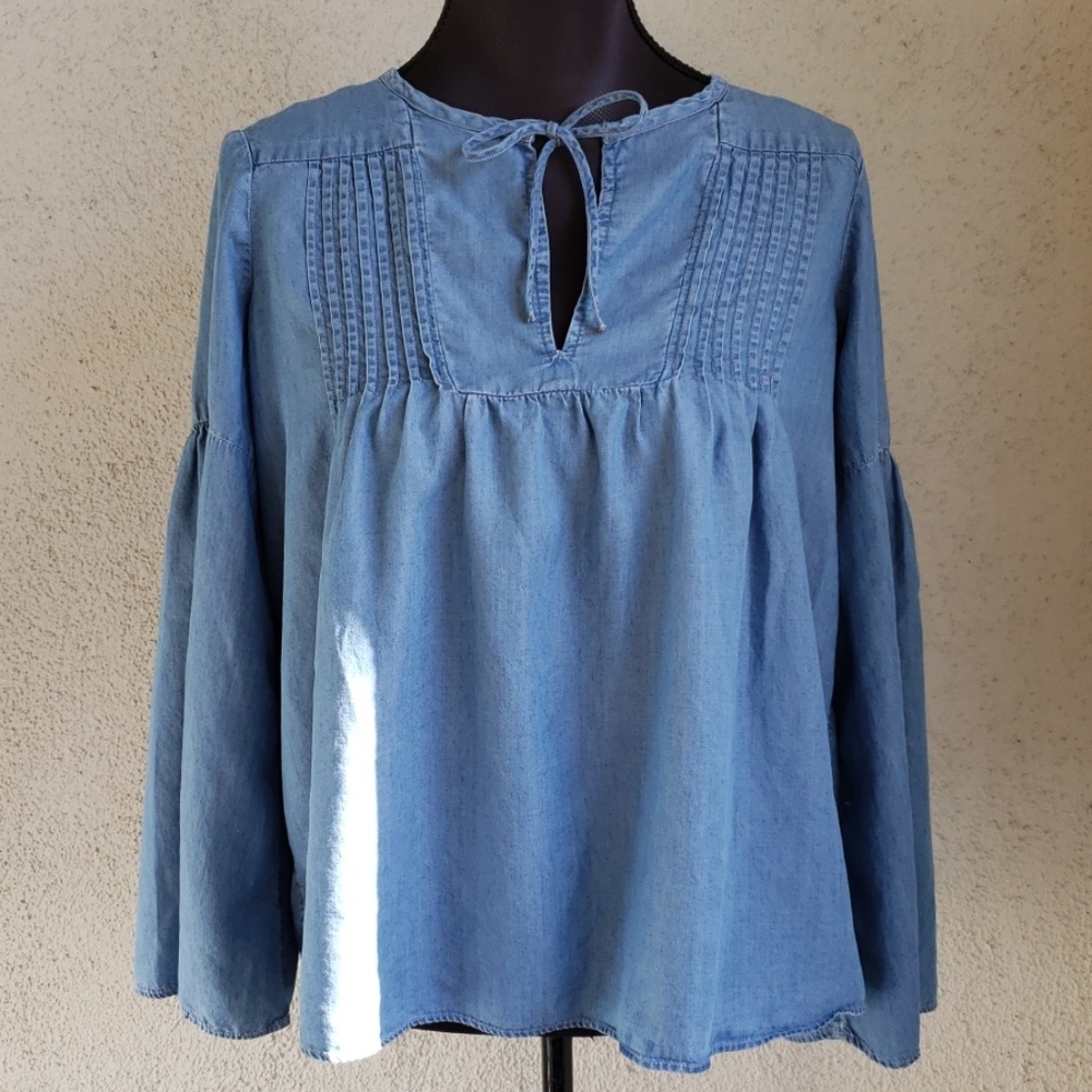 Gap Chambray Peasant Top